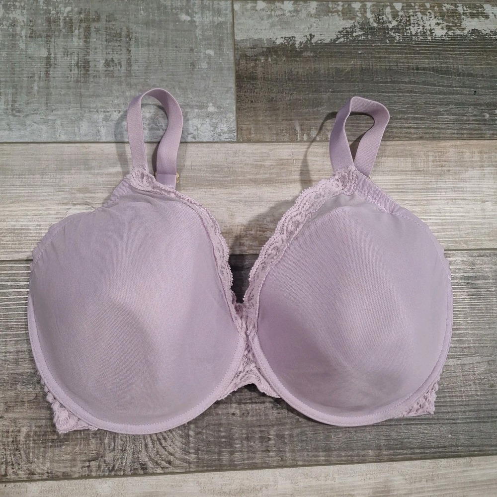 Natori 36H Purple Underwire T Shirt Bra Full Coverage Mesh Overlay Lace
